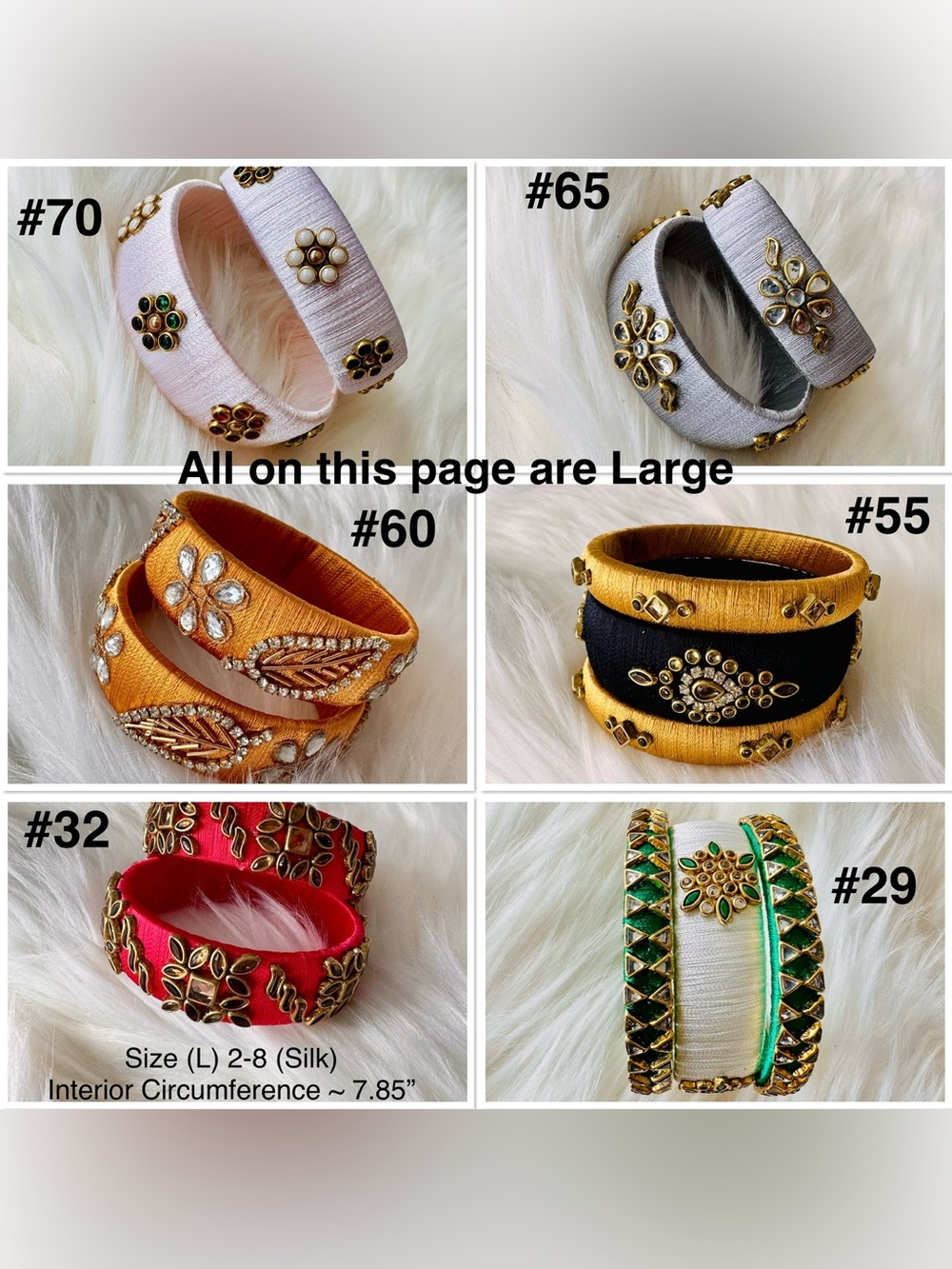 🎡🎡Handmade Silk or Cotton Wrapped Bangle Set of your choice in various sizes - Picture 4 of 16
